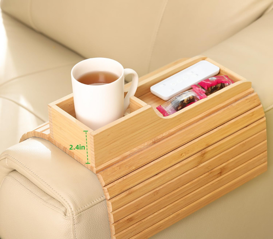 صينية ذراع الأريكة البامبو القابلة للطي